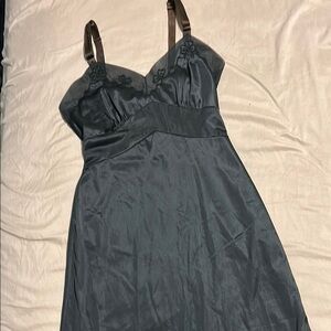 Vintage Nylon Slip with Floral Embroidery